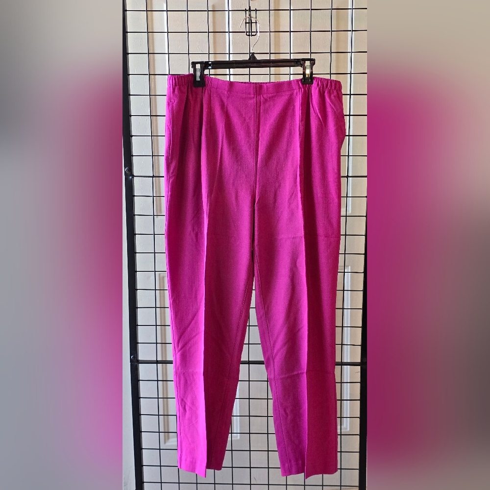 Drapers & Damons Classic Comfort Straight Leg Pull-On Pants. Petite XL Pink.